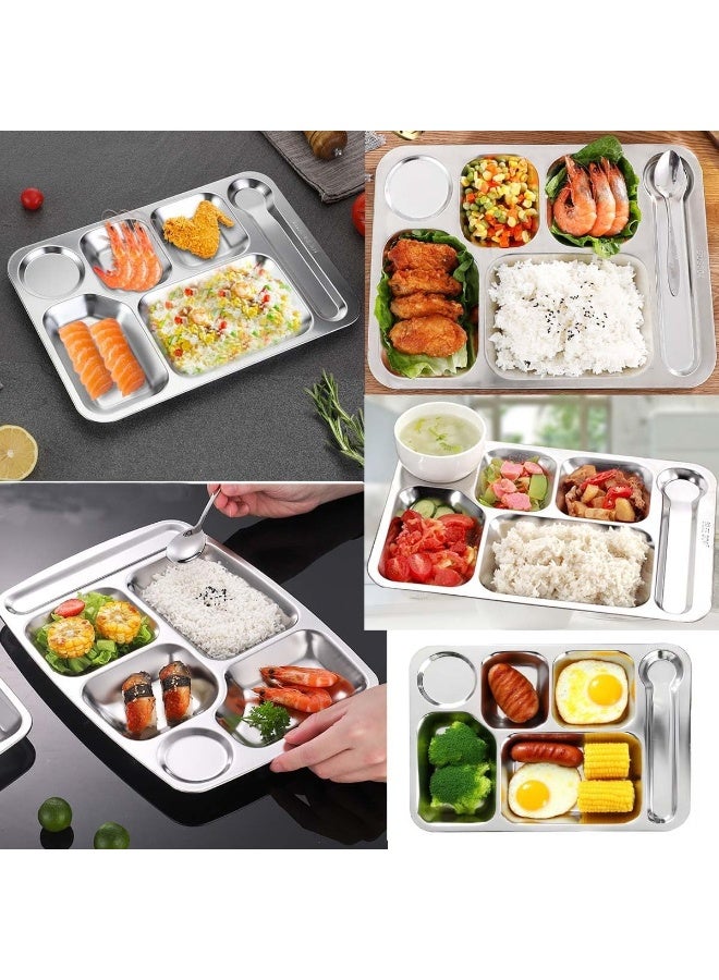 Divided Stainless Steel Food Tray with 6 Sections – Reusable Heavy Duty Plate for Portion Control, Kids Meals and Diet Food - Image 2